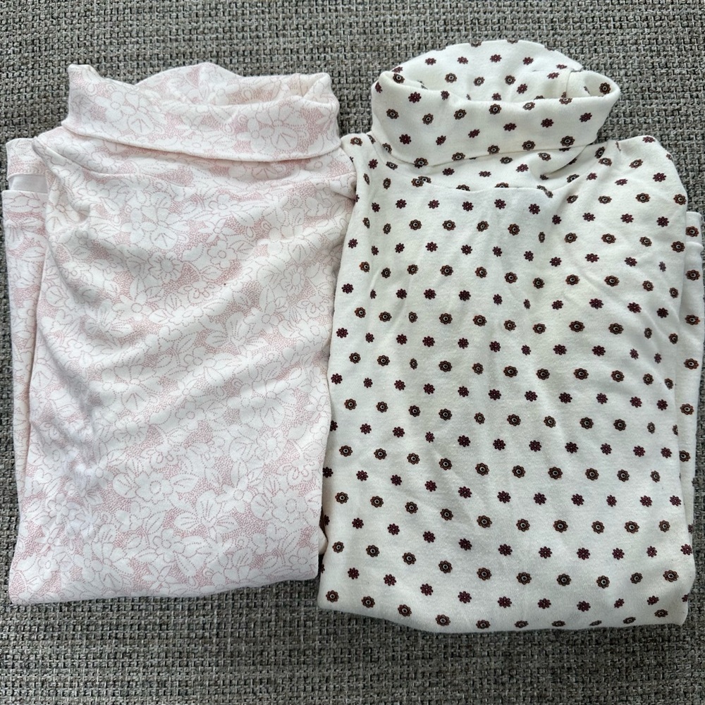 Set of 2 Floral and Polka Dot Long Sleeve Tops